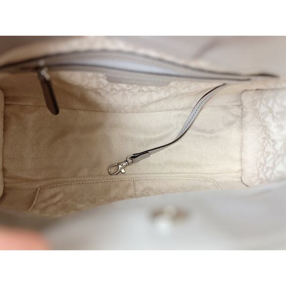 Michael Kors NWT Hamilton Leather Satchel Purse Bag in Pure Gray Ballet Pink - Picture 8 of 13